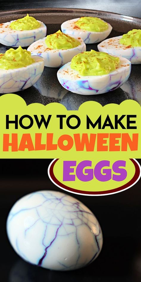 A guide on how to make Halloween deviled eggs for a Halloween party food idea that everyone loves. Halloween Snacks For Kids School, Halloween Eggs, Halloween Deviled Eggs, Halloween Potluck, Halloween Finger Foods, Soirée Halloween, Halloween Food Dinner, Rotten Egg, Halloween Party Appetizers