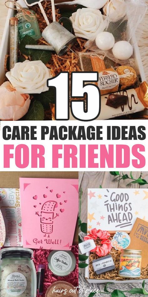 Friendship Care Package Ideas, Friend Package Ideas, Coworker Care Package, Best Friend Care Package Ideas, How To Make A Care Package, Kindness Box Ideas, Comfort Baskets Care Packages, Simple Care Package Ideas, Care Package For Injured Friend