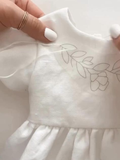 embroidery patterns Blessing Dress, Basic Hand Embroidery Stitches, Baby Clothes Patterns Sewing, Clothes Embroidery Diy, Simple Hand Embroidery Patterns, Simple Embroidery Designs, Diy Embroidery Designs, Sewing Crafts Tutorials, Hand Embroidery Patterns Flowers