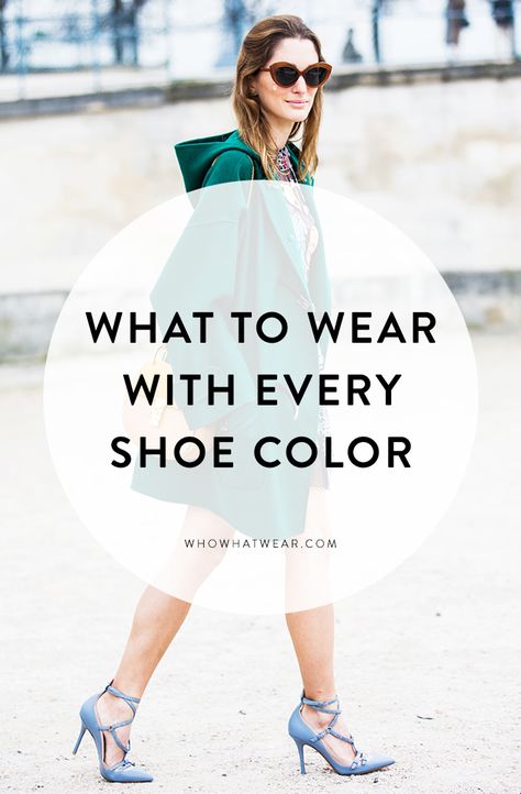 Tips on how to style every shoe color Blue Shoes Outfit, Bright Shoes, Colored Shoes, Colorful Heels, Heels Outfits, Statement Shoe, Colorful Shoes, Estilo Chic, Blue Heels