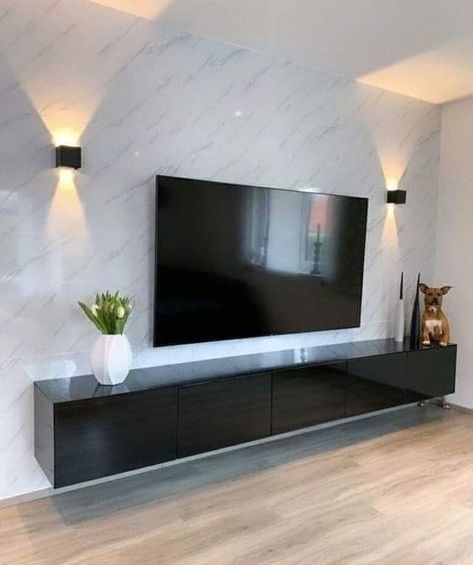 Tv Mounted, Latest Living Room Designs, Interior Design Your Home, Tv Room Design, Apartment Living Room Design, Living Room Design Inspiration, Apartment Bedroom, Small Living Room Decor, Tv Wall Design