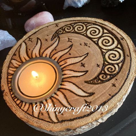 Pyrography Art Woodburning Inspired by Witchcraft and Nature, all are drawn and decorated entirely freehand so each will be unique. I make to order so any modifications can be made to make your order extra special and personal to you. I also sell products and prints of my original pen and ink art Nature Witchcraft, Pyrography Pen, Sun And Moon Design, Pen And Ink Art, Beginner Wood Burning, Wood Burning Patterns Stencil, Wood Burning Techniques, Wood Burn Designs, Pagan Crafts