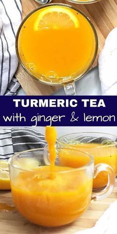 Tumeric Tea Recipe, Ginger Cinnamon Tea, Ginger Turmeric Tea, Turmeric Tea Recipe, Tea For Colds, Turmeric Tea, Ginger Turmeric, Healthy Teas, Ginger And Honey