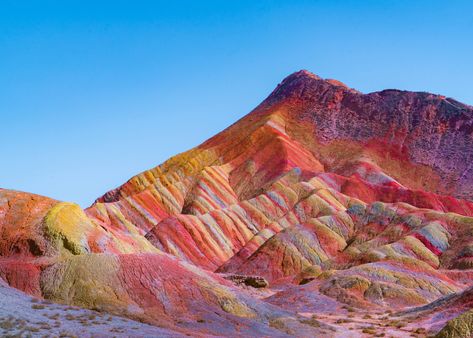 Universal Geometry, Rainbow Mountains China, Rainbow Mountains, Havasupai Falls, California Wildflowers, Salvation Mountain, Colorful Mountains, Rainbow Mountain, Colorful Places