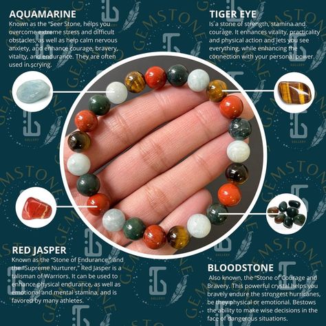 Crystal Jewelry Bracelets, Strength Crystals, Crystal Bracelet Ideas, Crystal Combos, Red Jasper Jewelry, Positive Energy Crystals, Idea Business, Crystal Protection, Bloodstone Jewelry