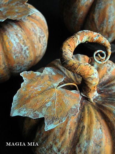 Cement Pumpkins, Autumnal Decor, Pumpkin Magic, Pumpkin Decorating Diy, Pumpkin Stems, Decorative Pumpkins, Thanksgiving Decorating, Elegant Pumpkins, Blue Autumn