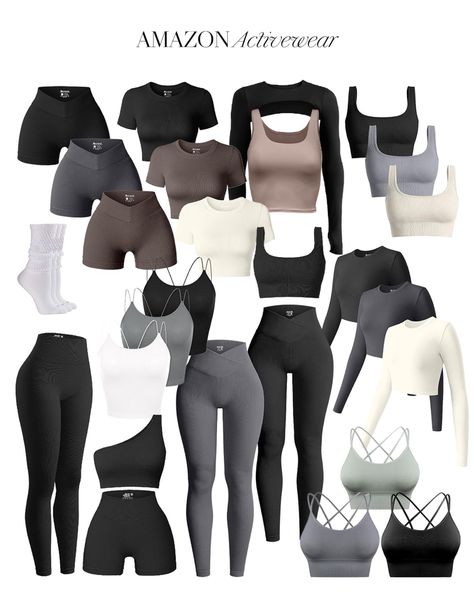 Amazon activewear 🖤 leggings, cute workout tops and matching sets. if you need gym outfit ideas or spring activewear, tap to shop these pieces! i'm always sharing my minimal style on my ltk, so be sure to explore for more spring and summer outfit ideas! Nike Outfits For Women Gym, Gym Fits Ideas, Sport Capsule Wardrobe, Gym Shorts Aesthetic, Gym Sets Outfit, Gym Winter Outfits For Women, Best Workout Outfits For Women, Clean Girl Workout Outfits, Work Out Sets Aesthetic