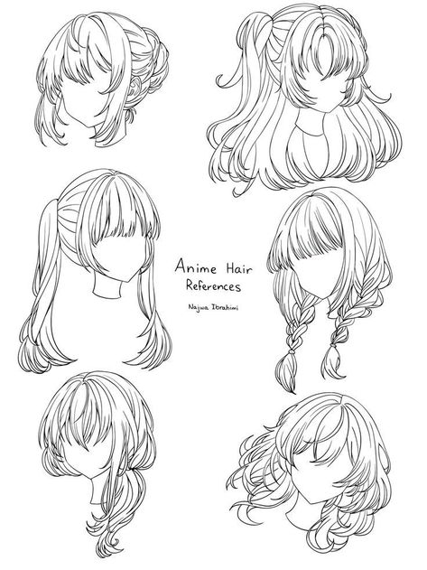 Anime Hairstyles Drawing Reference, Anime Bangs Haircuts Drawing, Drawing Hair With Bangs, Front Hair Styles Drawing, How To Draw Yourself As Anime, Drawing Bangs Hairstyles, Anime Pigtails Drawing, Hairstyle Ideas Anime, How To Draw Curly Hair Anime