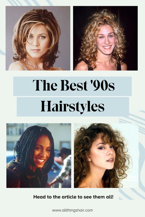 It’s official, ’90s hairstyles have come full circle! Discover the most popular 1990s hairstyles and get inspired to try something new, now. 1990 Hairstyles Hair Trends, 90s Grunge Icons, 90s Hairstyles By Hair Pattern, Hairstyles Of The 90s, 90s Bangs Hairstyles Black Women, 1990s Womens Hairstyles, 1990’s Hair, 90s Mom Hairstyles, 90 Hairstyles 90s Hair Curly