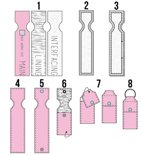 Keychain Chapstick Holder Tutorial Chapstick Holder Keychain Pattern, Diy Chapstick Holder Pattern, Diy Lip Balm Holder Free Pattern, How To Make Lip Balm Holder, Lanyard Id Holder Sewing Pattern, Keychain Template Free, Chapstick Keychain Holder Diy, Sewing Chapstick Holder, Cricut Chapstick Holder