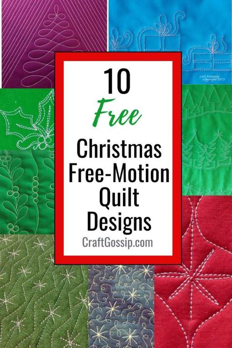 10 Free Christmas Free-Motion Quilting Designs – Quilting Easy Free Motion Quilting Designs, Free Motion Quilt Tutorial, Quilting Stitch Patterns, Free Motion Pattern, Free Motion Designs, Free Motion Quilting Patterns, Machine Quilting Patterns, Freemotion Quilting, Christmas Quilt Patterns