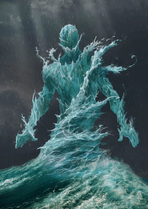 Water Elemental, Last Game Manga, Elemental Powers, Super Powers Art, Water Spirit, Water Drawing, Water Powers, Fantasy Beasts, Magic Aesthetic