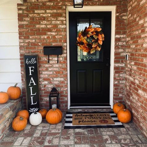 Hello Fall Porch Sign, Autumn Porch Sign, Harvest, Fall Autumn Halloween Outdoor Decor Small Front Porch Fall Decor, Fall Outdoor Decor Porch, Porch Fall Decor, Autumn Porch, Fall Apartment Decor, Fall Front Door Decor, Table Halloween, Garden Tattoos, Cozy Fall Decor