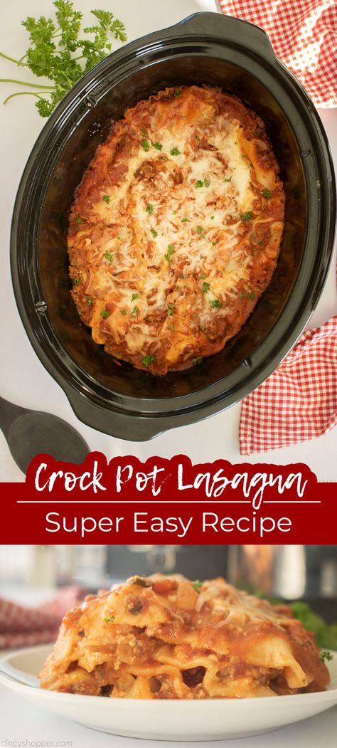 Crock Pot Lasagna is such a rich, creamy, meaty and filling dish! This super easy recipe for lasagna makes for a great easy weeknight dinner. Just build it up in your slow cooker, set it and forget it, and enjoy a delicious pasta dish without all the hassle. Crock Pot Lasagne, Crockpot Lasagne, Easy Crockpot Lasagna Recipe, Slow Cooker Lasagne, Pot Lasagna Recipe, Recipe For Lasagna, Crock Pot Lasagna, Crockpot Lasagna Easy, Lasagne Soup