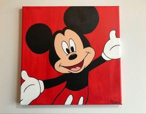 Disney Canvas Paintings, Hello Kitty Painting, Kitty Painting, Cute Easy Paintings, Disney Canvas Art, Disney Canvas, Disney Paintings, Small Canvas Paintings, Painting Canvases