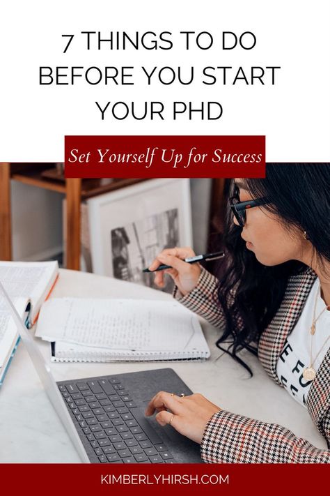 7 Things to Do Before You Start Your PhD: Set Yourself Up for Success (A person with long hair and glasses sits in front of a laptop and spiral bound notebook) Phd Acceptance Announcement, Phd In Nursing, Getting A Phd, Phd Announcement, Doctoral Degree Aesthetic, Phd Application Tips, English Phd Aesthetic, Educational Doctorate, Phd Organisation