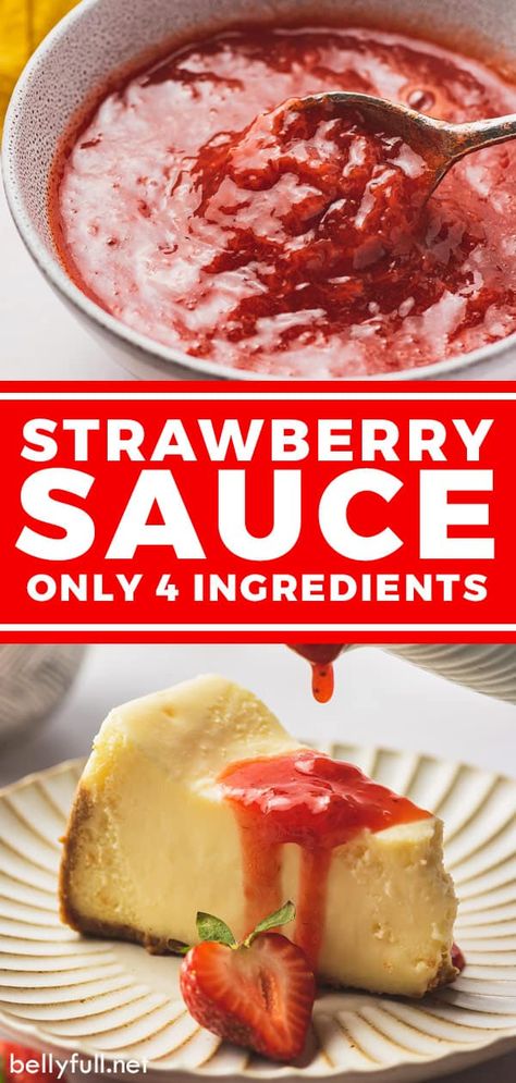 Cheesecake Strawberry Sauce, Strawberry Drizzle For Cheesecake, Homemade Dessert Sauces, How To Make Strawberry Topping For Cheesecake, Cheesecake With Strawberry Sauce, Strawberry Topping Recipe, Strawberry Filling For Cheesecake, Homemade Strawberry Sauce For Cheesecake, Homemade Strawberry Topping For Cheesecake