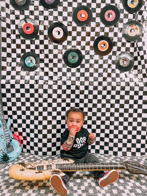 Old School 1st Birthday Party, World Tour Birthday Theme, Rocking First Birthday, First Birthday Concert Theme, First Tour Birthday, Metallica One Birthday, Music Themed One Year Old Birthday, Rocking One Birthday Theme, Rock Themed First Birthday