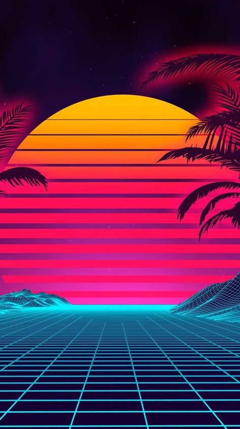 80s Background, Synthwave Art, Canvas Art Painting Acrylic, Vaporwave Wallpaper, Best Wallpaper Hd, Vaporwave Art, Neon Backgrounds, New Retro Wave, Japon Illustration