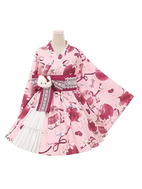 Kimono Outfit Japanese, Japanese Kimono Dress, Pretty Kimonos, Cute Kimono, 2000s Japanese Fashion, Japanese Traditional Clothing, Cute Kimonos, Outing Outfit, Pink Kimono