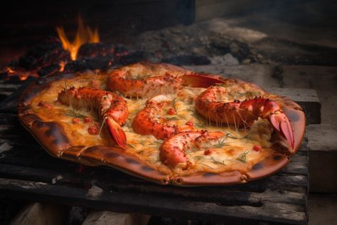 Sumptuous Lobster Pizza Recipe Lobster Pizza Recipe, Lobster Pizza, Bowl Ingredients, Dough Pizza, Fontina Cheese, Lobster Tail, Lobster Recipes, Pizza Pan, Pizza Peel