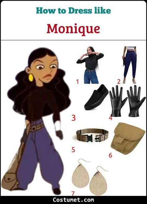 Monique From Kim Possible, Kim Possible Duo Outfits, Kimpossible Disney Costume, Monquie From Kim Possible, Kim Possible Characters Costume, Kim Possible Costume Black People, Kim Possible Group Costume, Casual Halloween Costumes For Women, Kim Possible Costume Makeup