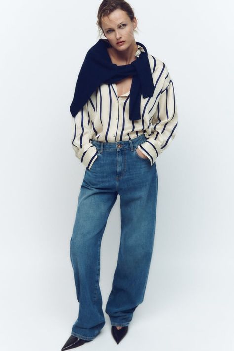 Flowy Shirt, Dress Up Outfits, Satin Shirt, Poplin Shirt, Oxford Shirt, Zara United States, Lapel Collar, Oversized Shirt, Mom Jeans