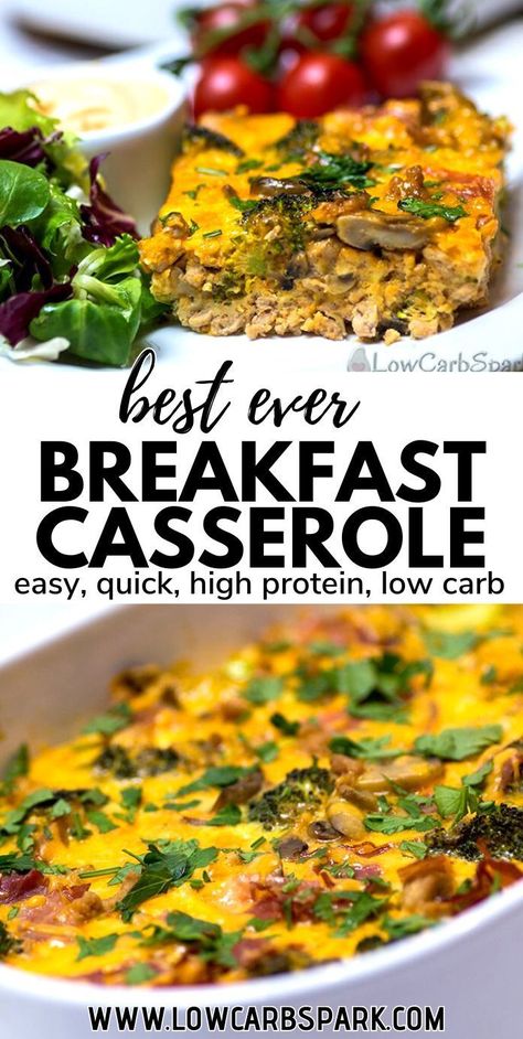 Discover your morning's best start with our Keto Breakfast Casserole! Packed with veggies, bacon, and eggs, it's only 4g net carbs per serving. Perfect for meal prep, this delicious, high protein casserole, nutritious dish keeps your keto goals on track and your taste buds happy. Ready to enjoy a hassle-free, healthy breakfast every day? Try it now! Keto Egg Casserole Low Carb Breakfast, Keto Egg Casserole Recipes, High Protein Egg Casserole, Keto Egg Casserole, High Protein Casserole, Keto Breakfast Casserole, No Carb Breakfast, Keto Air Fryer Recipes, Bright Line Eating Recipes