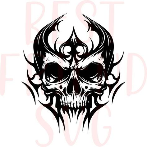 Skull Stencil, Svg Skeleton, Skeleton Svg, Creepy Tattoos, Skulls Drawing, Skull Svg, Old School Tattoo Designs, Adult Coloring Designs, Dark Art Tattoo