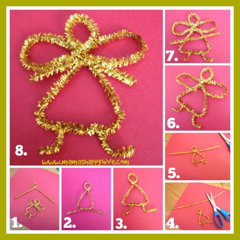 DIY Pipe Cleaner Angel - www.mamashappyhive.com Advent Crafts, Geek Christmas, Christmas Angel Crafts, Christmas Cards Kids, Diy Pipe, Christmas Gifts For Parents, Kids Christmas Ornaments, Fun Christmas Crafts, Angel Crafts