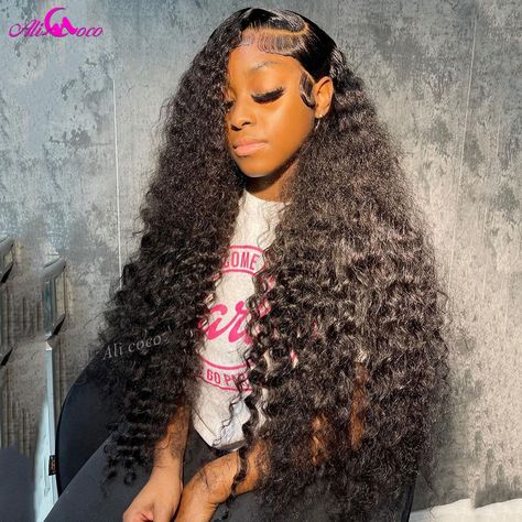 Ali Coco 36 38 Inch 250 Density Deep Wave Wig 13x4 13x6 Transparent Lace Front Human Hair Wigs Pre Wet And Wavy Hair, Frontal Wig Hairstyles, Hd Lace Frontal, Frontal Hairstyles, Pretty Hair Color, Lace Front Human Hair Wigs, Curly Lace Front Wigs, Hot Hair Styles, Dope Hairstyles