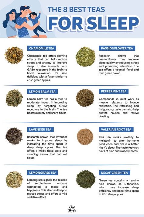 Teas For Sleep, Vegan Infographics, Best Tea For Sleep, Bedtime Tea, Best Teas, Tea Remedies, Sleep Tea, Herbal Teas Recipes, Tea Health Benefits