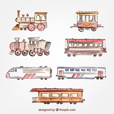 Train Tattoo, Train Illustration, Train Drawing, Girl Train, Train Book, Mini Trampoline, Kids Watercolor, Train Art, Kids Room Design