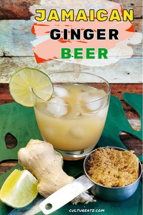 Caribbean Ginger Beer Recipe, Jamaican Ginger Beer Recipe, Honeycomb Bread, Making Ginger Beer, Jamaican Drinks, Ginger Beer Drinks, Homemade Ginger Beer, Yemeni Food, Cranberry Lemonade