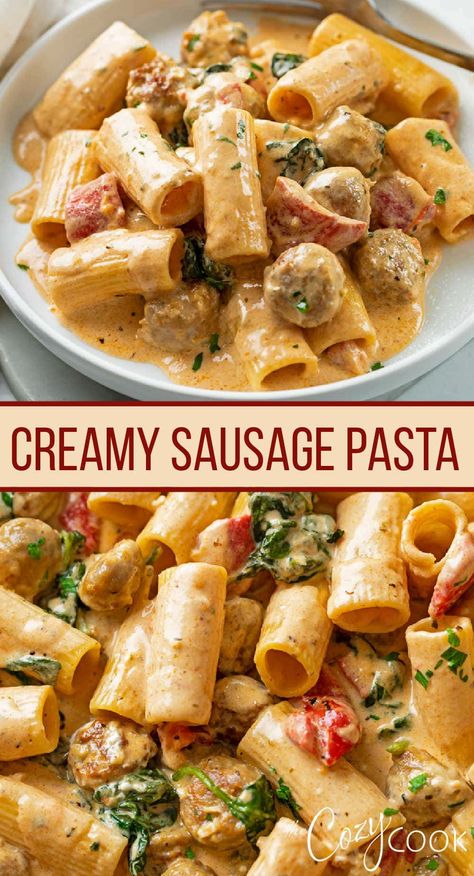 Creamy Sausage Pasta, Sausage Pasta Recipe, Italian Sausage Recipes, Sausage Dishes, Pasta Dinners, Pasta Dinner Recipes, Health Dinner, Sausage Pasta, Health Dinner Recipes