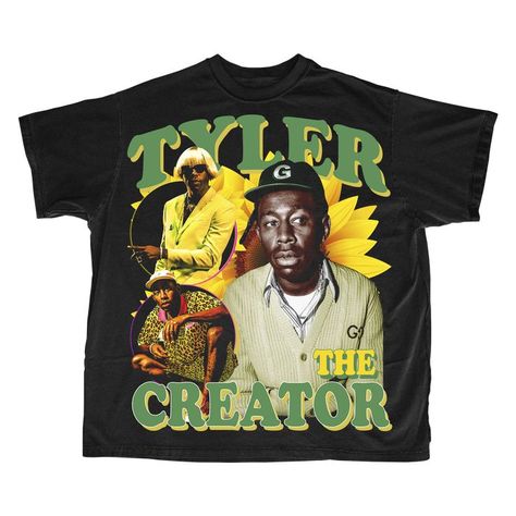 Tyler creator - dope bootleg vintage 90s tee shirt design Graphic Tee Rapper, Tyler The Creator Tshirt Design, Rapper Shirts Outfits, Bootleg Rap Design, Rapper Tshirt Design, Bootleg Graphic Tee, 90s Bootleg Shirt, Old School T Shirt Design, Artist Graphic Tees