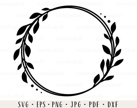 Svg Leaves, Vynil Ideas, Floral Wreath Svg, Botanical Frame, Leaves Frame, Leaf Monogram, Leaf Frame, Wreath Svg, Svg Wedding