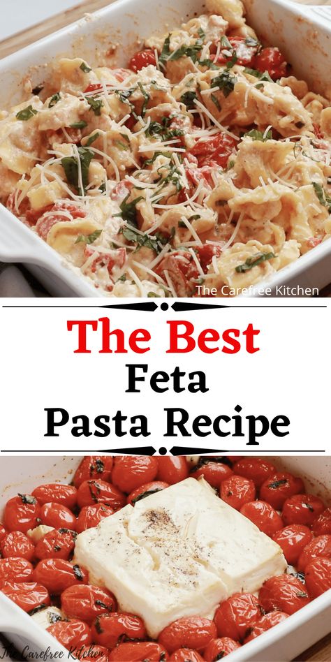 Feta Cheese Baked Pasta, Feta Cheese Uses, Cream Cheese Tomato Pasta Bake, Feta Cheese Pasta, Tomato Feta Pasta, Pasta With Feta Cheese, Tomatoes With Basil, Tiktok Pasta, Tomato Pasta Bake