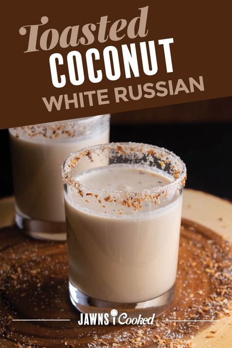 Coconut Rum White Russian, Coconut Cream Liquor Drinks, Coconut White Russian, Coconut Liqueur Drinks, Coconut Syrup Cocktails, Coconut Cream Rum Drinks, Coconut Cream Drink Recipes, Coconut Liquor Recipes, Cocktails With Cream Of Coconut