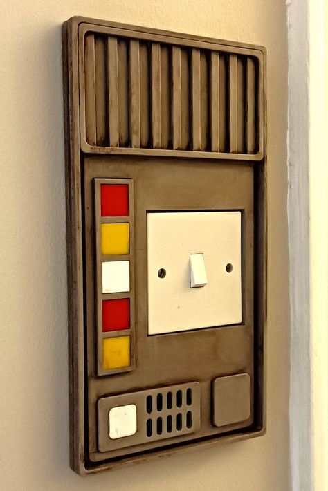 Star Wars Impressed Mild Weathered Swap Management Panel / 3d - Etsy UK Star Wars Home Office, Star Wars Wall Panel, Light Switch Surround, Star Wars Theme Bedroom, Star Wars Accent Wall, Star Wars Control Panel, Adult Star Wars Bedroom, Star Wars Room Ideas Bedrooms, Star Wars Interior Design