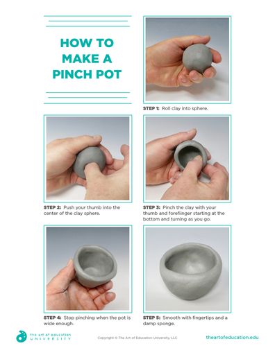 How To Make A Pinch Pot - FLEX Resource Pinch Pottery, Clay Pinch Pots, Ceramic Pinch Pots, Clay Lesson, Pottery Lessons, Pottery Patterns, Education University, Pinch Pot, Kids Pottery