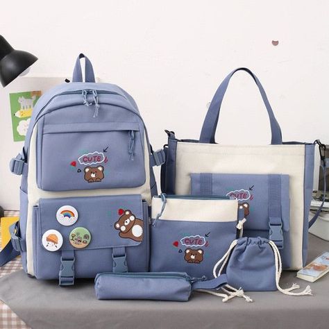 Cute School Bags, Laptop Backpack Women, Style Kawaii, Book Bags, Elementary School Students, Student Backpacks, Blue Backpack, Teenage Girls, Girl Backpacks