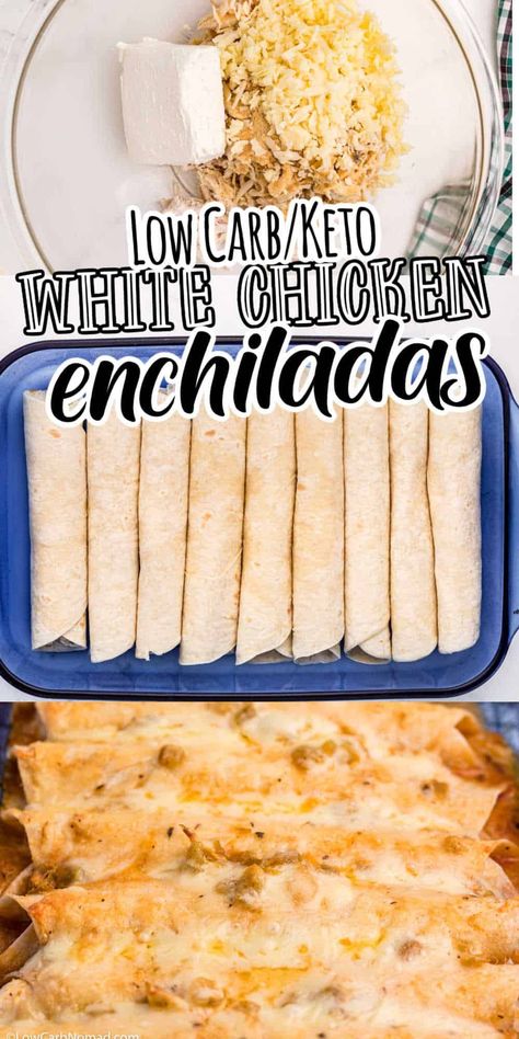 Keto Enchiladas, Healthy Low Carb Dinners, White Chicken Enchiladas, Low Carb Low Fat Recipes, Recetas Keto, Low Carb Diet Recipes, Keto Recipes Dinner, Low Carb Dinner Recipes, White Chicken