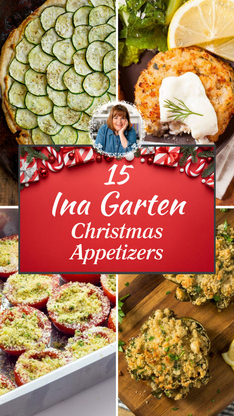 15 Best Ina Garten Christmas Appetizers Ina Thanksgiving Recipes, Holiday Appetizers Vegetable, Ina Garden Stuffed Mushrooms, Ina Garten Shrimp Cocktail, Christmas Ham Appetizers, Finger Food Appetizers Christmas, Appetizer Serving Ideas, Best Christmas Appetizers Holidays, Holiday Gathering Food Ideas