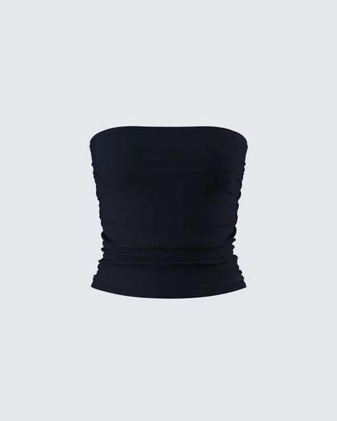 A black jersey tube top has always been, and always will be an essential 🖤 With a cropped fit, ruched side seams, gripper tape at the inside neckline, and a figure-hugging fit, this top is a versatile piece that can paired with literally anything 😍 Crop Top Png, Png Tops, Velvet Tube Top, Top Png, Cropped Png, Png Outfits, Tube Top Black, Crop Top Aesthetic, Fancy Shirt