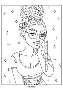 Melanin Coloring Pages, Black Girls Coloring Pages, Black Man Coloring Pages, Black Barbie Coloring Pages, Coloring Pages Black Women, Black Woman Coloring Pages, Baddie Coloring Pages Printable, Free Printable Coloring Pages For Adults Colouring Sheets, Black Coloring Pages