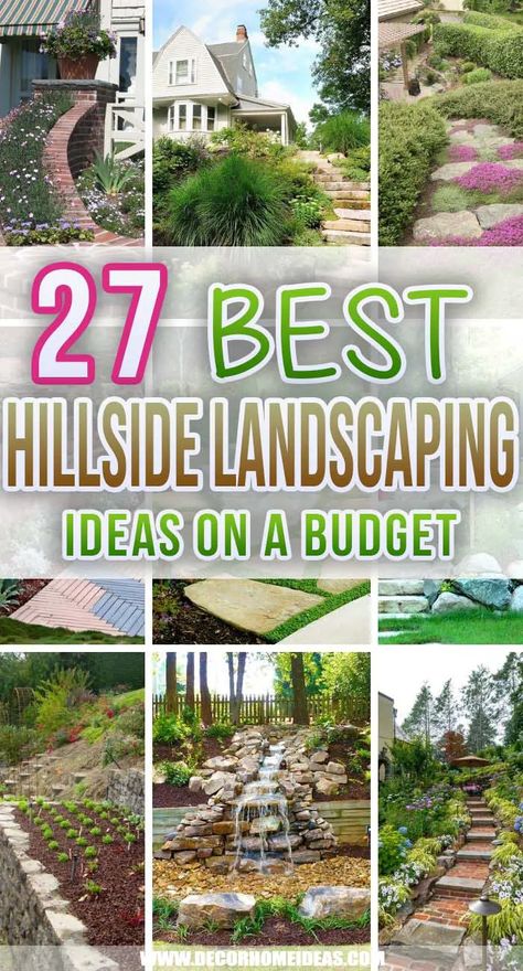 Hillside Landscaping Ideas, Steep Hillside Landscaping, Tiered Landscape, Steep Backyard, Steep Gardens, Sloped Backyard Landscaping, Terraced Landscaping, Landscaping A Slope, Landscaping On A Hill