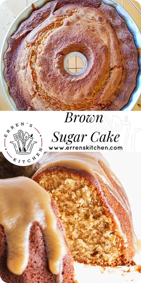 This easy recipe for Brown Sugar Cake with Caramel Glaze will be the best Homemade Bundt Cake you’ve ever made! Perfect Cake for this Christmas season! #brownsugarbundtcake #ErrensKitchen Carmel Bundt Cake Recipe, Honey Bundt Cake Recipe, Burnt Caramel Cake, Brown Butter Bundt Cake, Thick Glaze For Bundt Cake, Brown Sugar Carmel Poundcake, Brown Butter Glaze For Cake, Spiced Bundt Cake Recipes, Caramel Bundt Cake Recipes