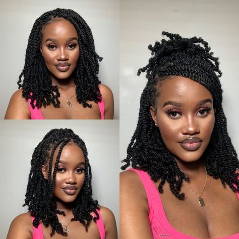 African Short Braids Hairstyles, Style For Twist Braids, Spring Twist Braids Short Styles, Springy Afro Twist Hairstyles Short, Short Spring Twists Hairstyle, Style Short Braids Black Women, Afro Springy Twist, Styles For Spring Twist, Twist Braids Short Hairstyles