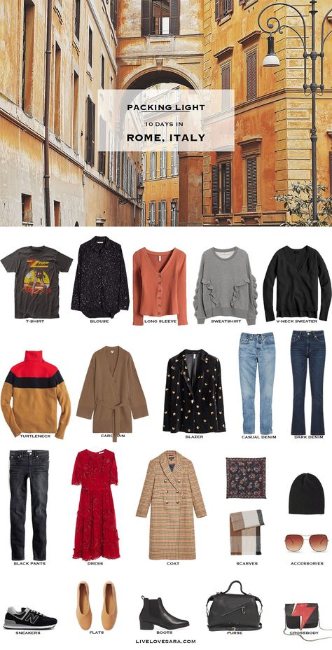 If you are wondering what to pack for 10 days in Rome, Italy you can see some ideas here. What to pack for a Rome packing list | Rome Outfit Ideas | What to Wear in Rome | Italy Packing list | Spring Packing List | Italy Outfit Ideas | What to Wear in Italy | Packing Light | Capsule Wardrobe | travel wardrobe | Winter Packing List | Fall Packing List | travel capsule | Rome Packing List Fall, Winter In Italy Outfits Women, Rainy Italy Outfit, Rome February Outfit, How To Pack For Italy In October, Italy Spring Capsule Wardrobe, Fall In Rome Outfits, Rome Style Winter, Packing For Italy In November